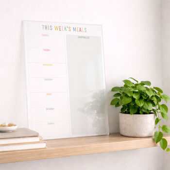 Weekly Meal Planner, Personalised Acrylic Whiteboard, 3 of 7