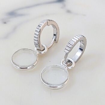 Circle Clear Quartz April Birthstone Earrings, Silver, 4 of 5