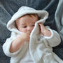 Personalised Soft Baby Dressing Gown In White, thumbnail 3 of 10