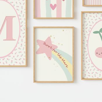 Personalised Girls Nursery Print Set Floral Wall Art Pink Bedroom Decor, 5 of 5