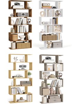 Six Tier Bookshelf Room Divider Modern Storage Unit, 8 of 8