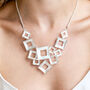 Matt Silver Geometric Hollow Square Necklace, thumbnail 1 of 5