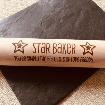Personalised Star Baker Rolling Pin, 5 of 7