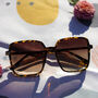 Elegant Square Side Metal Detail Sunglasses In Tortoise Shell, thumbnail 2 of 3