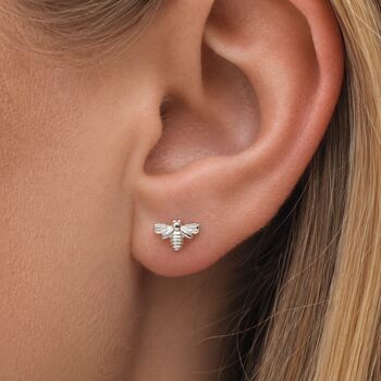 Sterling Silver Bumble Bee Stud Earrings, 2 of 6