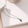 Tiny Little Cz Leaf Pendant Necklace In Sterling Silver, thumbnail 6 of 12