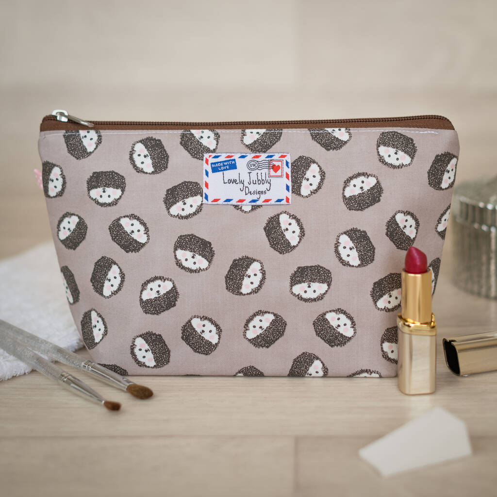 Hedgehog Gift Hedgehogs Makeup Cosmetic Bag, 1 of 3