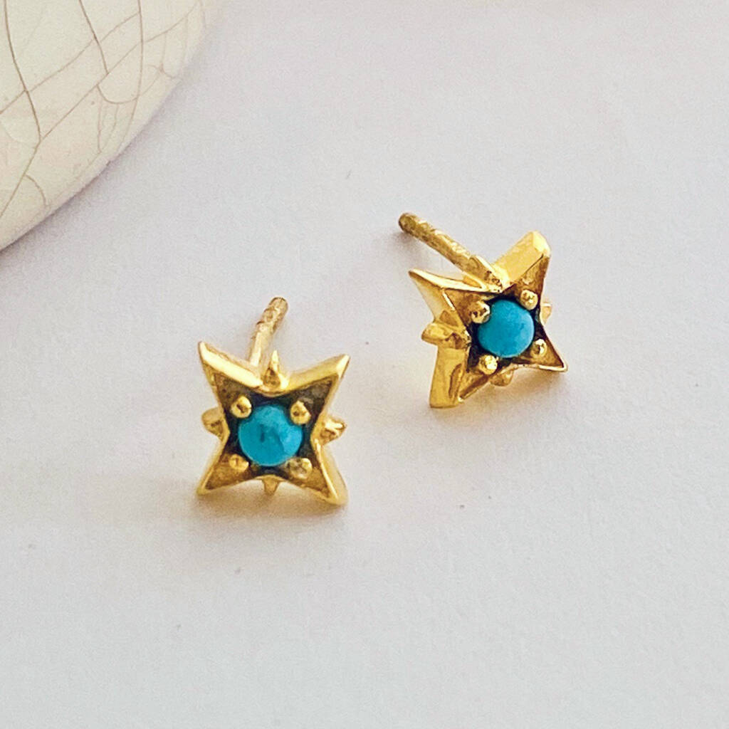 Turquoise Star Stud Earrings By Eve&Fox | notonthehighstreet.com