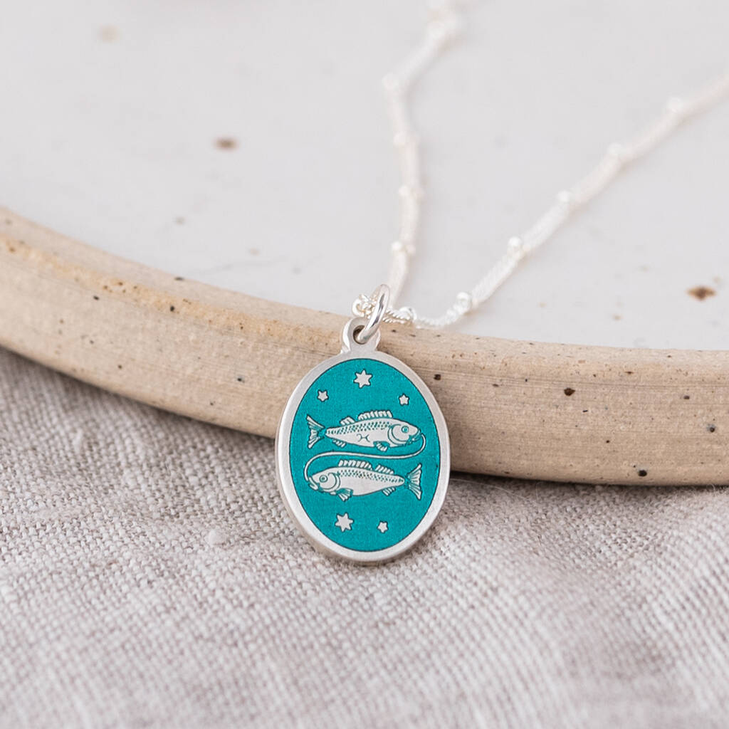 Personalised Sterling Silver Enamel Zodiac Pendant By Sally Clay