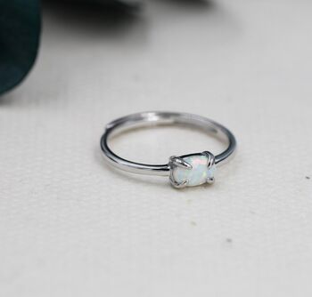 Sterling Silver Clawed Fire Opal Oval Ring, 4 of 11