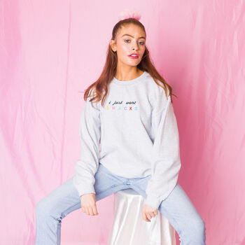 I Just Want Snacks Embroidered Sweatshirt, 11 of 11