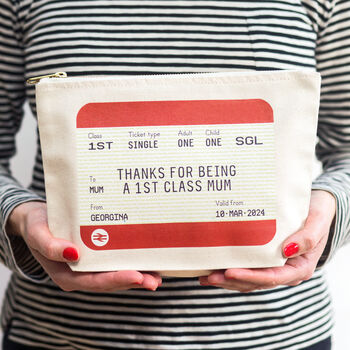 Personalised Train Ticket Pouch For Mum, 2 of 5