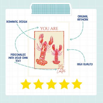 Personalised Lobster Wall Art Print | Digital Download, 2 of 3