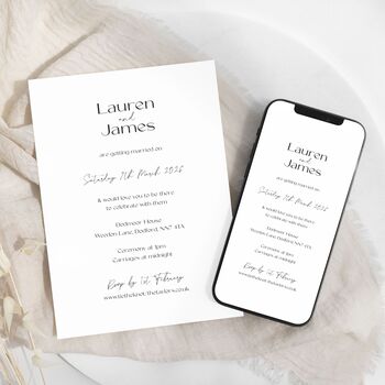 Minimal Digital Wedding Evite Or Printable Invitation, 2 of 4
