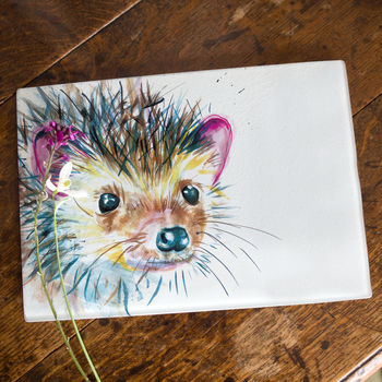 Inky Hedgehog Glass Worktop Saver, 3 of 6