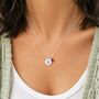 Silver Plated Modern Initial Birthstone Disc Necklace, thumbnail 1 of 7