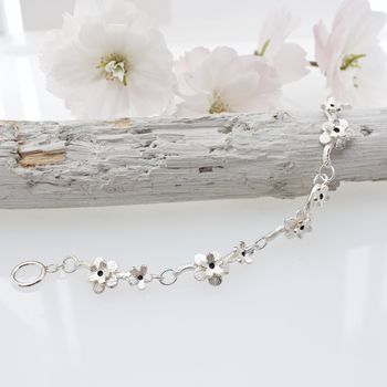 Handmade Silver Cherry Blossom Bracelet, 3 of 8