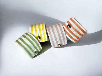 Striped Leather Napkin Rings Made In England, 2 of 3