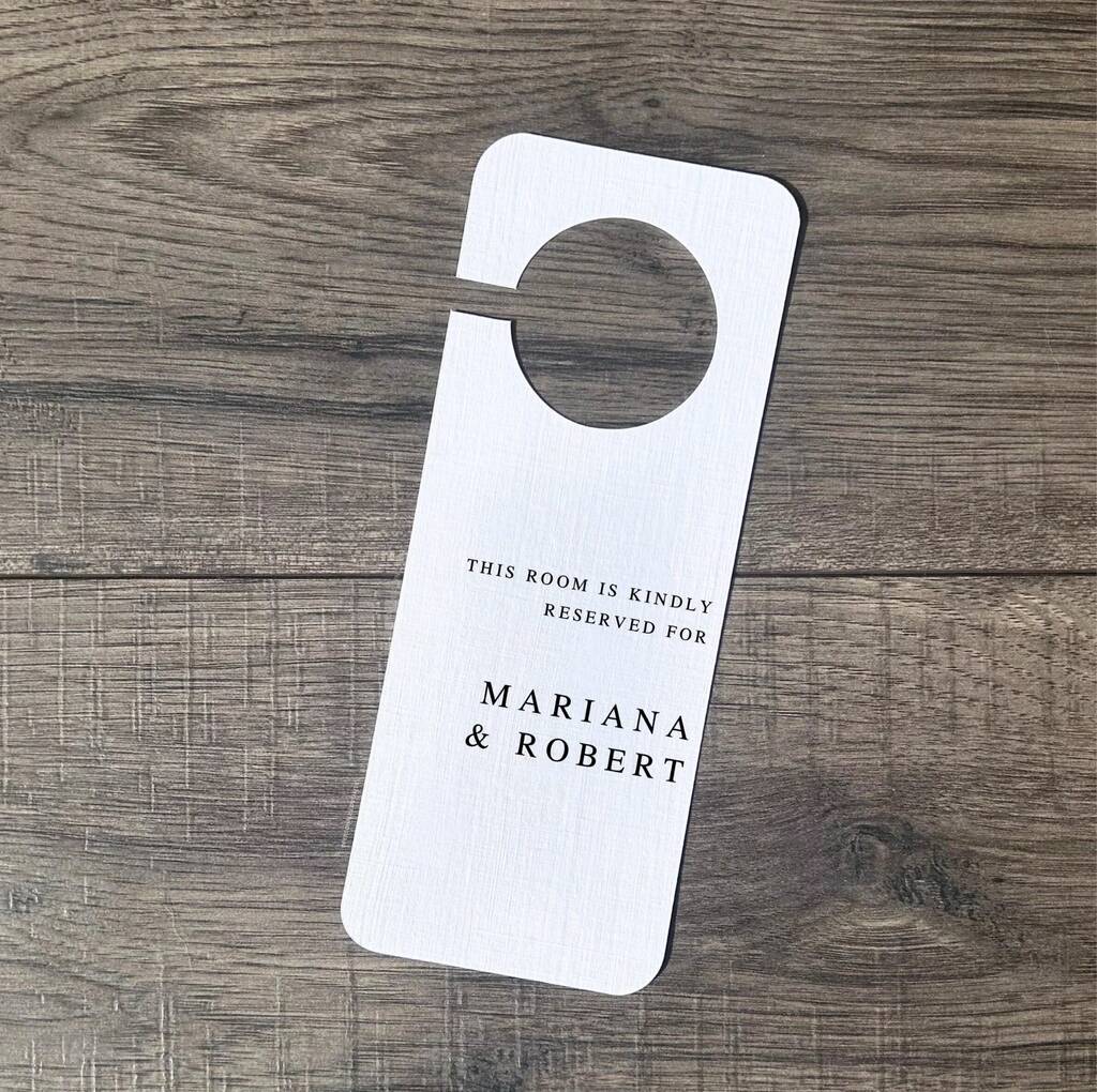 Five Personalised Wedding Reserved Room Door Hanger