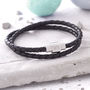 Mens Personalised Clasp Double Leather Bracelet, thumbnail 2 of 7