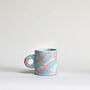 Handmade Japanese Ceramic Marble Mug Aqua X Pink, thumbnail 2 of 7