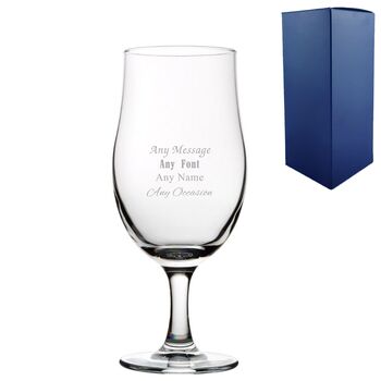 Personalised Engraved Stemmed Beer Glass In Gift Box, 3 of 6