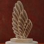 White Marble Feather Wing Sculpture With Gold Detailing, thumbnail 1 of 4