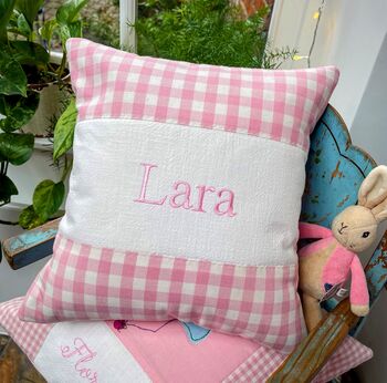 Gingham Name Cushion, 9 of 11