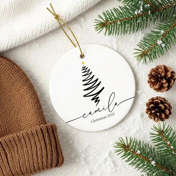 Personalised Minimalist Christmas Tree Bauble, 9 of 9