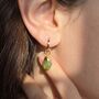 Raw Peridot August Birthstone Gold Plated Huggies, thumbnail 3 of 4