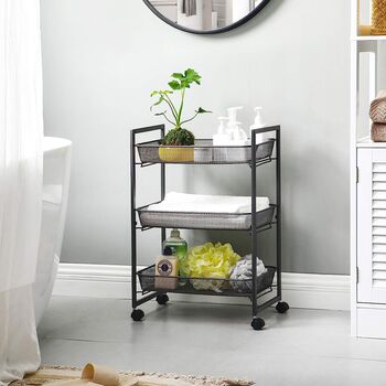 Three Tier Trolley Household Cart Baskets Shelves, 2 of 10