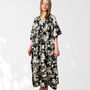Black Long 100% Cotton Kaftan, thumbnail 2 of 7