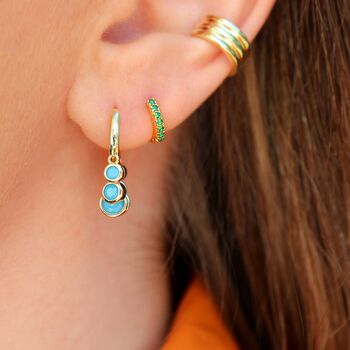 Emerald Green Huggie Hoop Earrings, 2 of 8