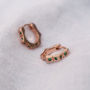 Green Gemstone Huggie Hoop Earrings, thumbnail 1 of 4
