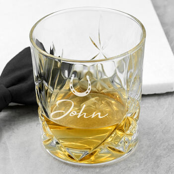 Personalised Horseshoe Crystal Glass Whisky Tumbler, 2 of 2