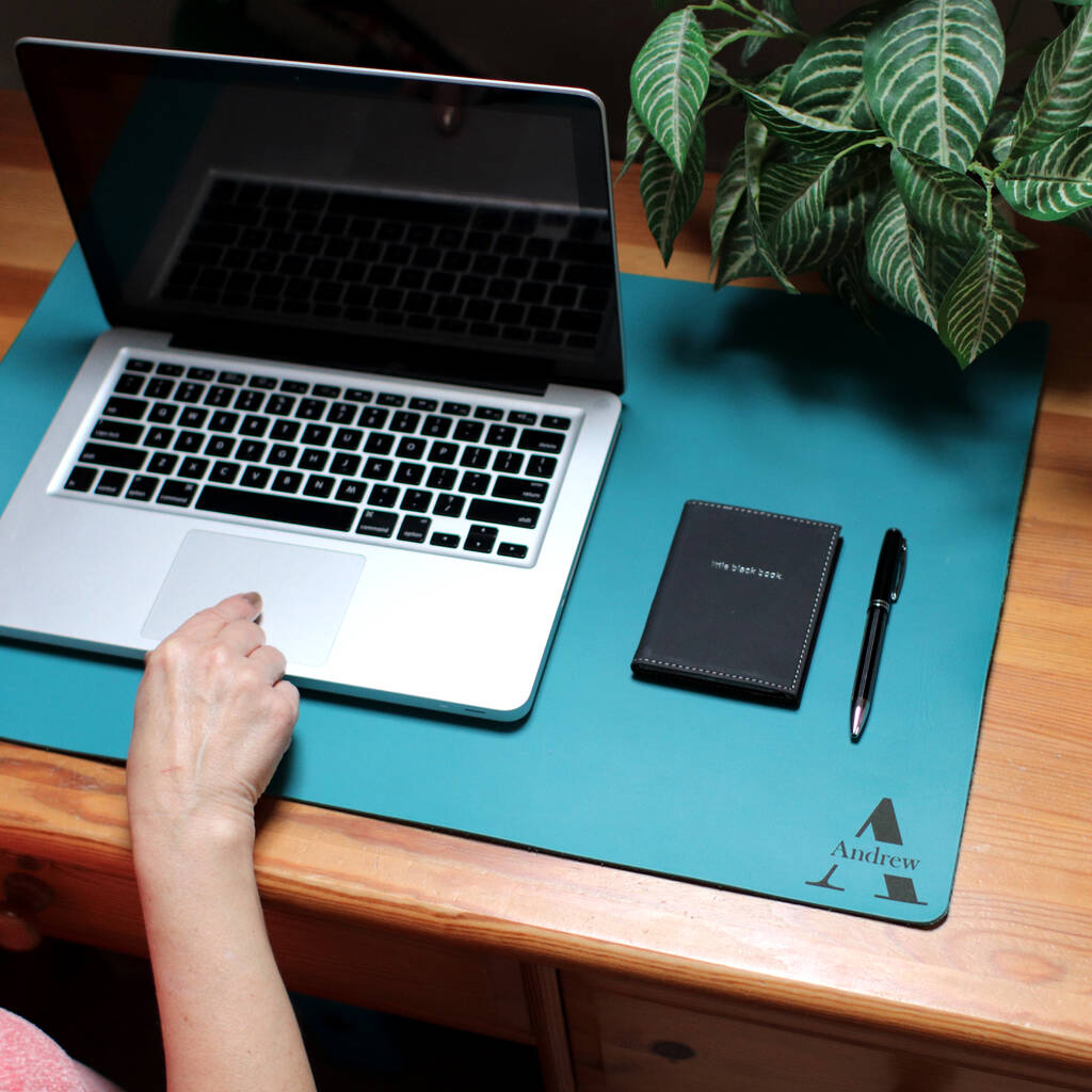 Personalised Name Initial Premium Leather Laptop Mat By The British