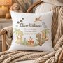 Children Personalised Dinosaur Theme Birth Details Printed Cushion, thumbnail 1 of 2