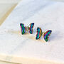 Iridescent Crystal Butterfly Stud Earrings, thumbnail 1 of 2