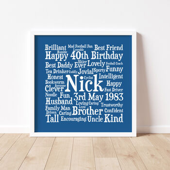 Birthday Personalised 40th Word Art Gift, 3 of 4