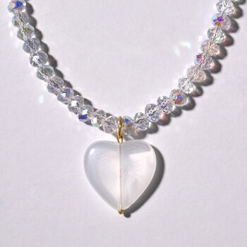 Sparkly Clear Bead And Heart Necklace, 3 of 4