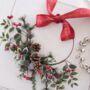 Red Berry Christmas Half Wreath With Christmas Ribbon, thumbnail 1 of 2