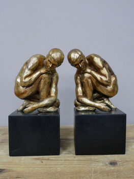 Black And Gold Adonis Bookends – Naked Man Retro Style, 2 of 5