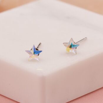 Aurora Ab Cz Star Stud Earrings In Sterling Silver, 2 of 8