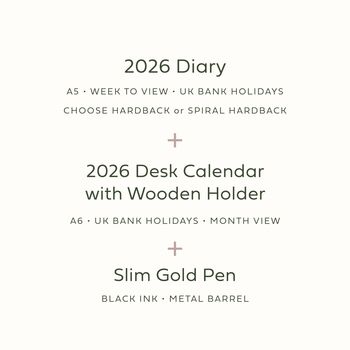2026 Personalised Diary With Desk Calendar And Pen Set, 2 of 12