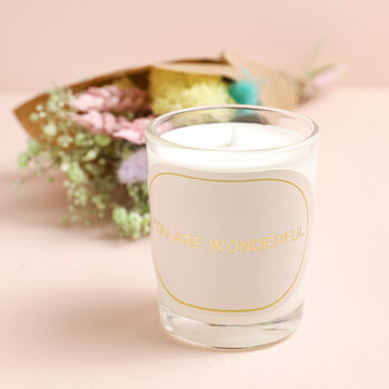 You Are Wonderful Mini Candle And Flower Posy Gift, 2 of 3