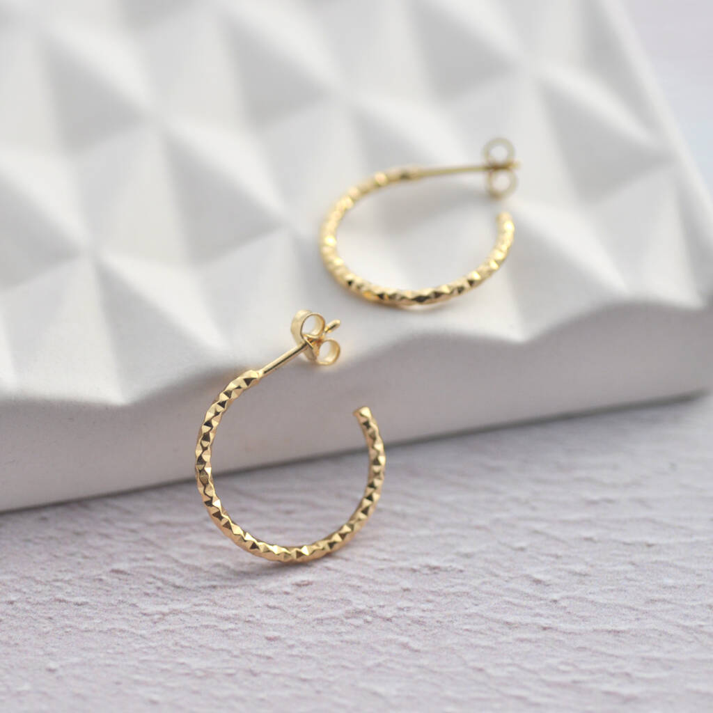 Gold Vermeil Faceted Hoop Earrings By Marion Made Jewellery ...