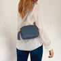 Denim Blue Leather Crossbody Bag And Rainbow Strap, thumbnail 7 of 9