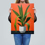 Striking Snake Plant Bright Orange Green Wall Art Print, thumbnail 2 of 6