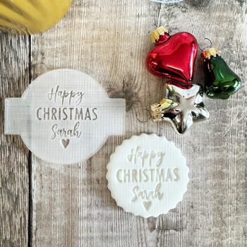 Personalised Christmas Embosser Happy Christmas Heart Cupcake Biscuits, 4 of 4