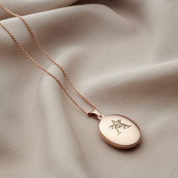 Personalised Engraved Floral Initial Locket Necklace, 8 of 12